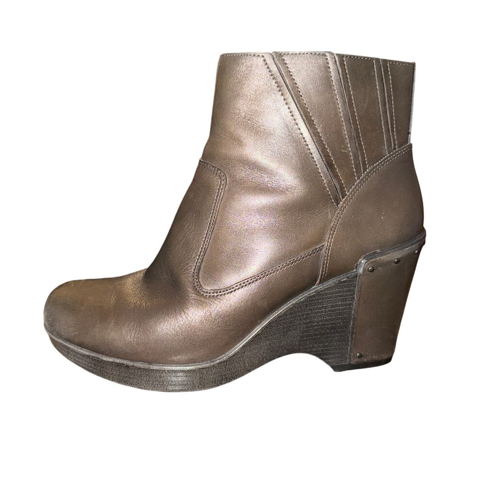 Dansko Faith Wedge Ankle Boots Women's Size 9.5 Brown Leather Comfort Shoe